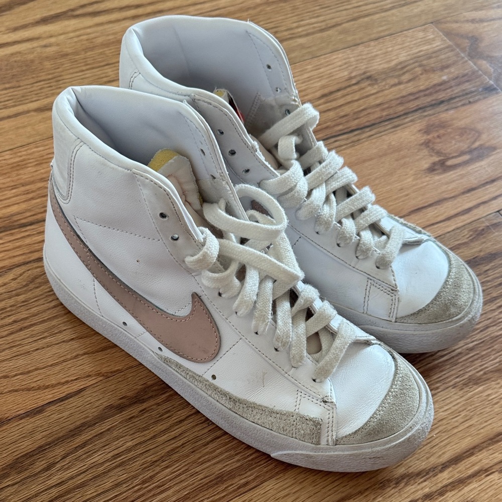 Nike White and Tan High-Top Sneakers